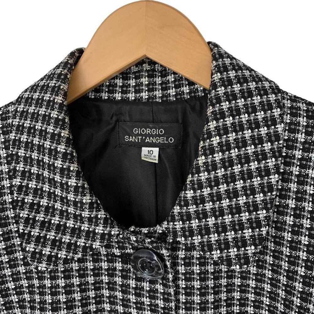 Women Giorgio Sant Angelo Size 10 Baby Doll Blazer Metalic Plaid 3914 - Picture 8 of 10